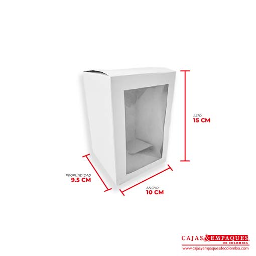 Caja ecológica plegadiza con ventana 10x9.5x15 blanco Cajas y Empaques de Colombia