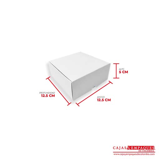 Caja ecológica plegadiza 12.5x12.5x5 cm blanco Cajas y Empaques de Colombia