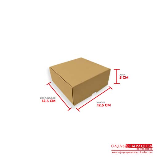 Caja ecológica plegadiza 12.5x12.5x5 cm café Cajas y Empaques de Colombia