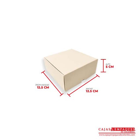 Caja ecológica plegadiza 12.5x12.5x5 cm crema Cajas y Empaques de Colombia