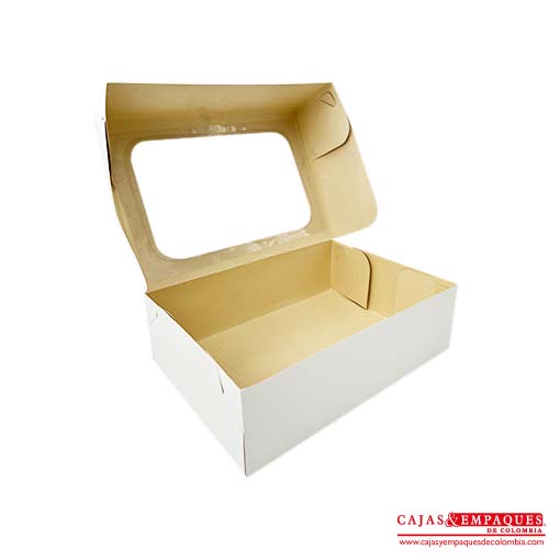 Caja ecológica plegadiza con ventana 30x21x9 cm blanco Cajas y Empaques de Colombia