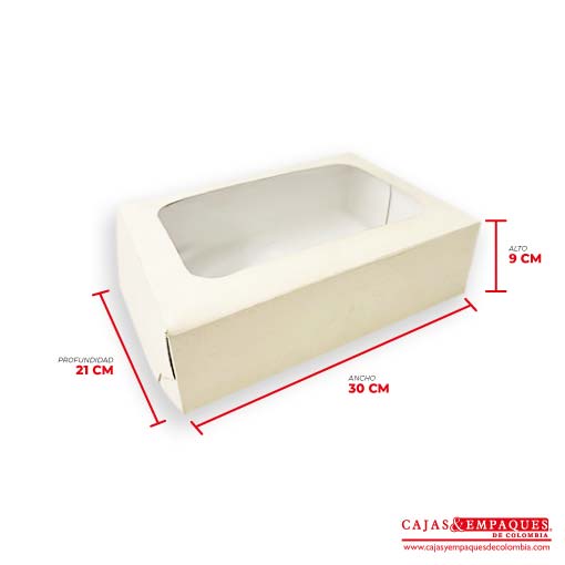 Caja ecológica plegadiza con ventana 30x21x9 cm crema Cajas y Empaques de Colombia