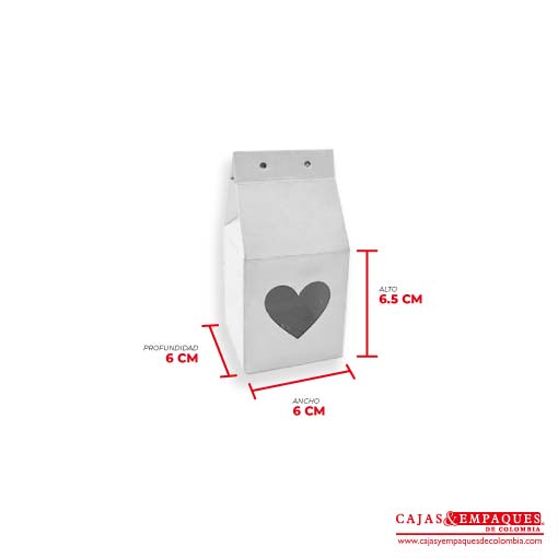 Caja plegadiza con ventana de corazón 6x6x6.5 cm blanco Cajas y Empaques de Colombia