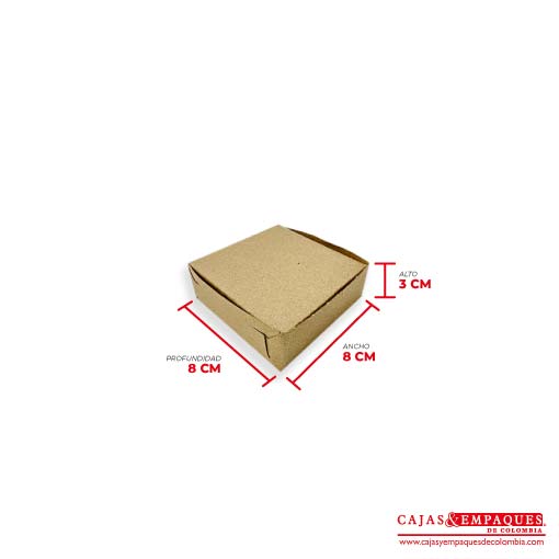 Caja ecológica plegadiza 8x8x3 cm café Cajas y Empaques de Colombia