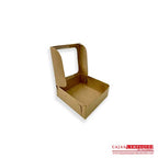 Caja ecológica plegadiza con ventana 8x8x3 cm café Cajas y Empaques de Colombia