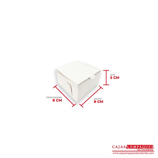 Caja ecológica plegadiza 8x8x5 cm blanco Cajas y Empaques de Colombia