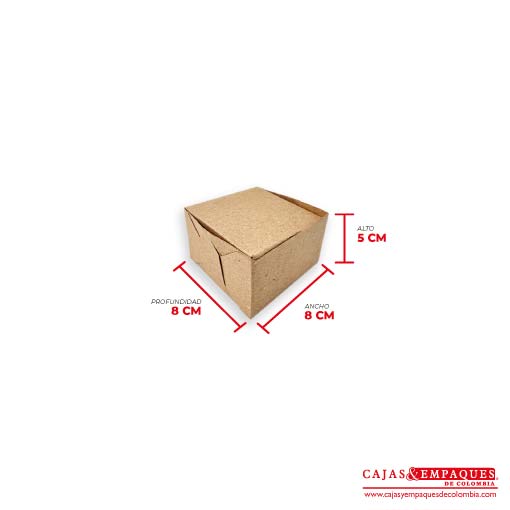 Caja ecológica plegadiza 8x8x5 cm café Cajas y Empaques de Colombia