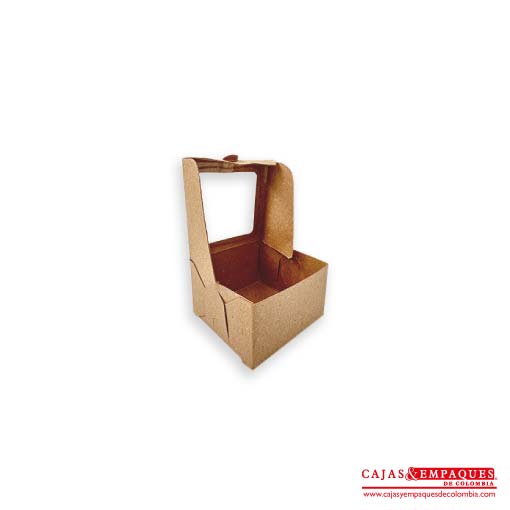 Caja ecológica plegadiza con ventana 8x8x5 cm café Cajas y Empaques de Colombia