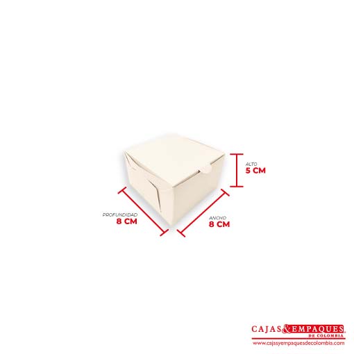 Caja ecológica plegadiza 8x8x5 cm crema Cajas y Empaques de Colombia