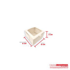 Caja ecológica plegadiza con ventana 8x8x5 cm crema Cajas y Empaques de Colombia