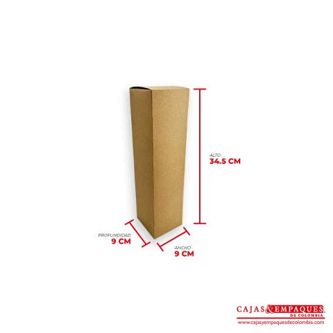 Caja ecológica plegadiza 9x9x34.5 cm café Cajas y Empaques de Colombia