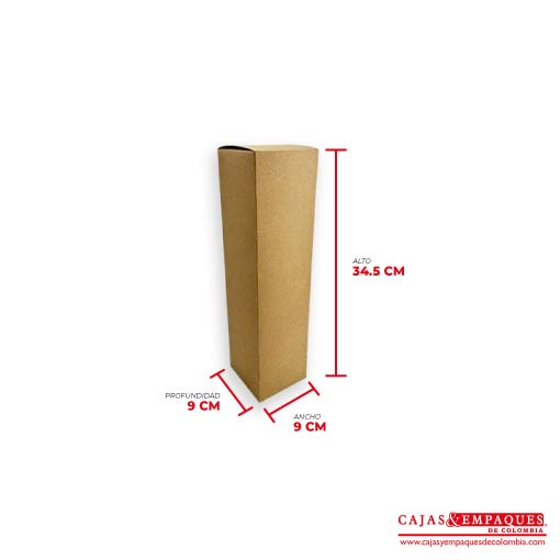 Caja ecológica plegadiza 9x9x34.5 cm café Cajas y Empaques de Colombia
