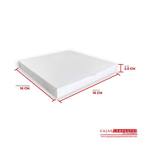 Caja ecológica plegadiza 16x16x2.5 cm blanco Cajas y Empaques de Colombia