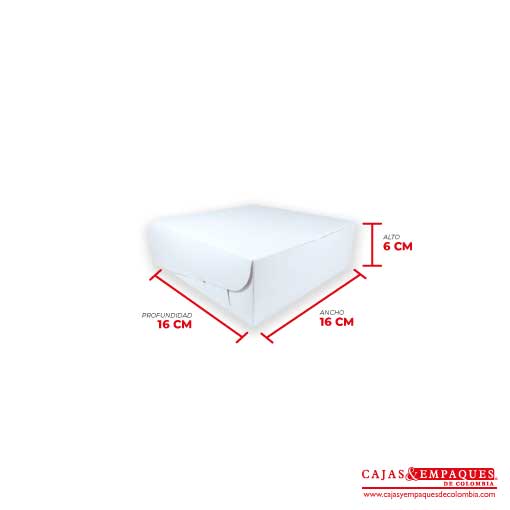 Caja ecológica plegadiza 16x16x6 cm blanco Cajas y Empaques de Colombia