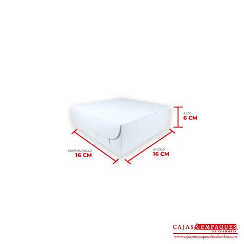 Caja ecológica plegadiza 16x16x6 cm blanco Cajas y Empaques de Colombia