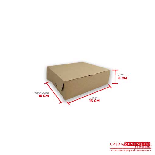 Caja ecológica plegadiza 16x16x6 cm café Cajas y Empaques de Colombia