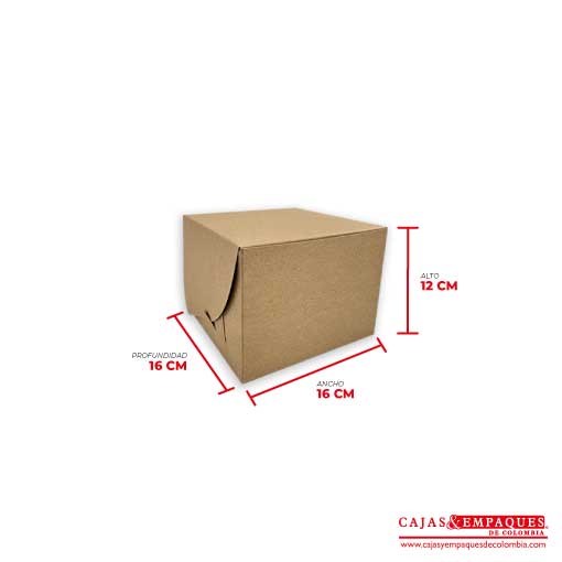 Caja ecológica plegadiza 16x16x12 cm café Cajas y Empaques de Colombia