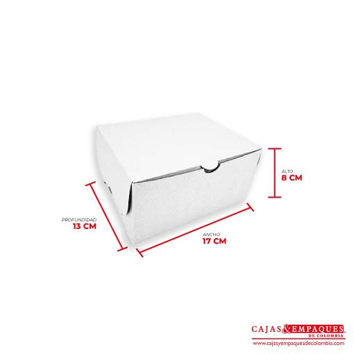 Caja ecológica plegadiza 17x13x8 cm blanco Cajas y Empaques de Colombia