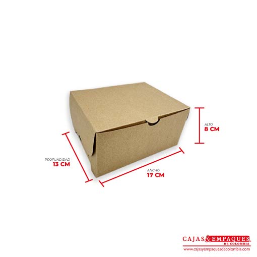 Caja ecológica plegadiza 17x13x8 cm café Cajas y Empaques de Colombia
