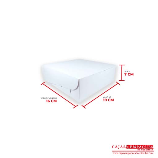 Caja ecológica plegadiza 19x16x7 cm blanco Cajas y Empaques de Colombia