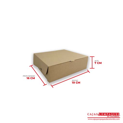 Caja ecológica plegadiza 19x16x7 cm café Cajas y Empaques de Colombia