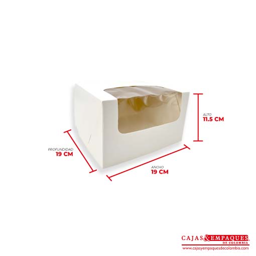 Caja ecológica plegadiza con ventana 19x19x11.5 cm blanco Cajas y Empaques de Colombia