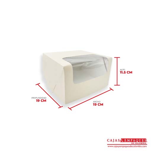 Caja ecológica plegadiza con ventana 19x19x11.5 cm crema Cajas y Empaques de Colombia