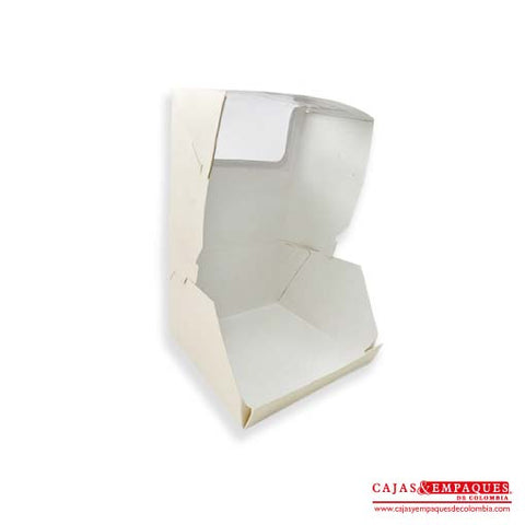 Caja ecológica plegadiza con ventana 19x19x11.5 cm crema Cajas y Empaques de Colombia