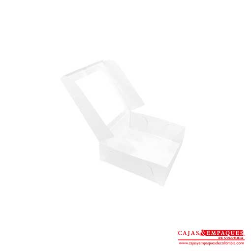 Caja ecológica plegadiza con ventana 20x20x7 blanco Cajas y Empaques de Colombia