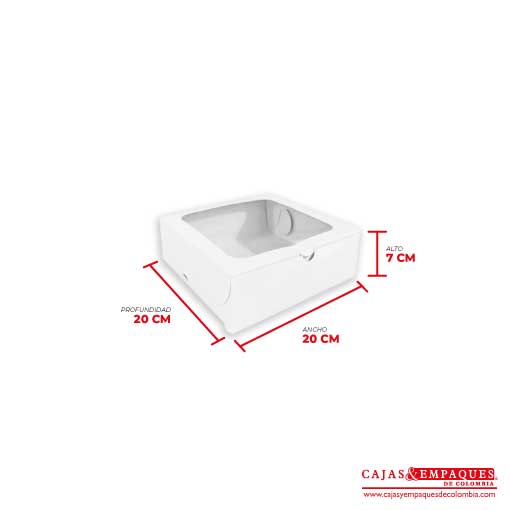 Caja ecológica plegadiza con ventana 20x20x7 blanco Cajas y Empaques de Colombia