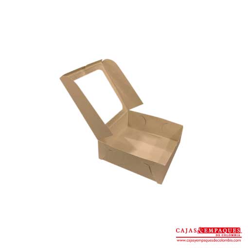 Caja ecológica plegadiza con ventana 20x20x7 café Cajas y Empaques de Colombia