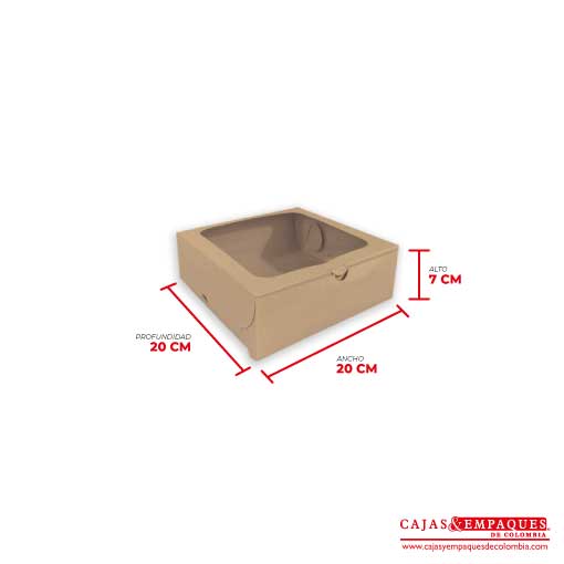Caja ecológica plegadiza con ventana 20x20x7 café Cajas y Empaques de Colombia