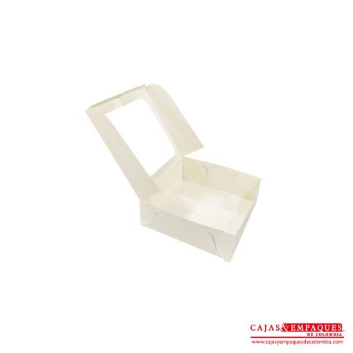 Caja ecológica plegadiza con ventana 20x20x7 crema Cajas y Empaques de Colombia