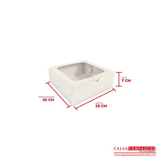 Caja ecológica plegadiza con ventana 20x20x7 crema Cajas y Empaques de Colombia