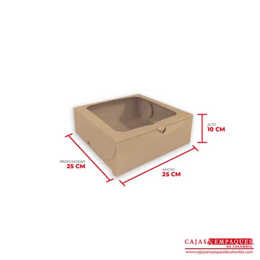 Caja ecológica plegadiza con ventana 25x24x9 cm café Cajas y Empaques de Colombia