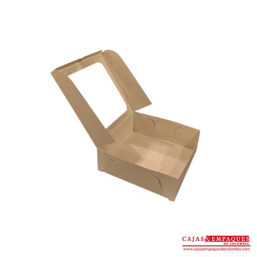 Caja ecológica plegadiza con ventana 25x24x9 cm café Cajas y Empaques de Colombia