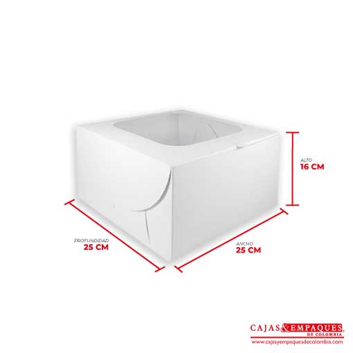 Caja ecológica plegadiza con ventana 25x25x16 cm blanco Cajas y Empaques de Colombia