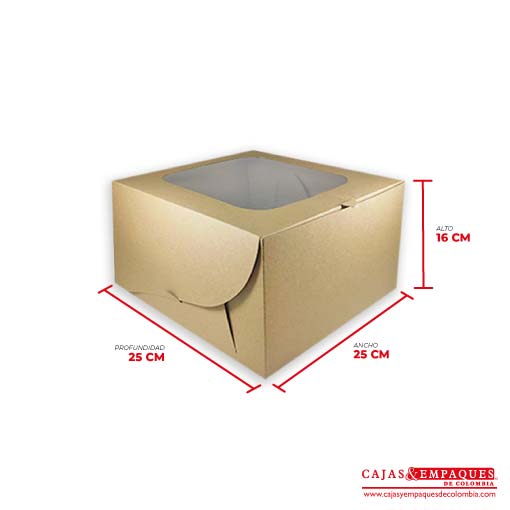Caja ecológica plegadiza con ventana 25x25x16 cm café Cajas y Empaques de Colombia