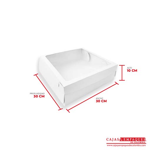 Caja ecológica plegadiza con ventana 30x30x10 cm blanco Cajas y Empaques de Colombia