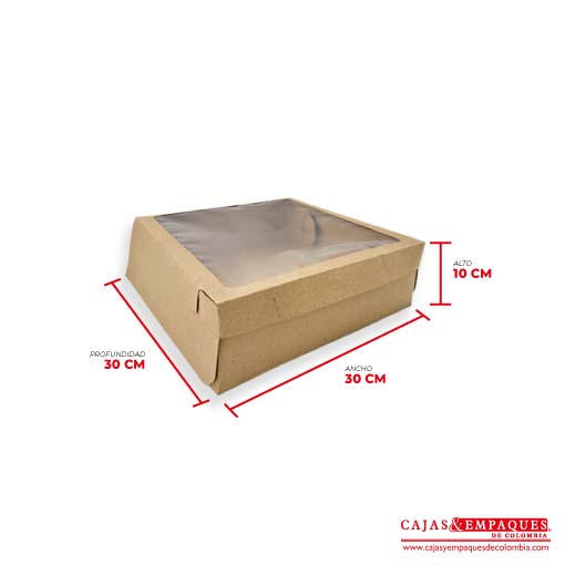 Caja ecológica plegadiza con ventana 30x30x10 cm café Cajas y Empaques de Colombia
