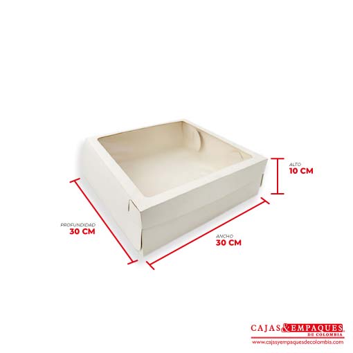 Caja ecológica plegadiza con ventana 30x30x10 cm crema Cajas y Empaques de Colombia