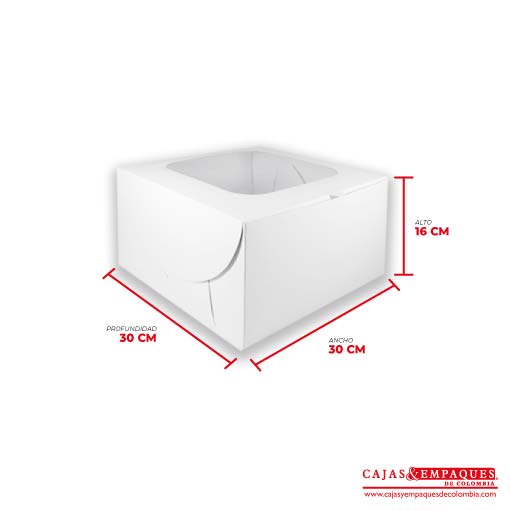 Caja ecológica plegadiza con ventana 30x30x16 cm blanco Cajas y Empaques de Colombia