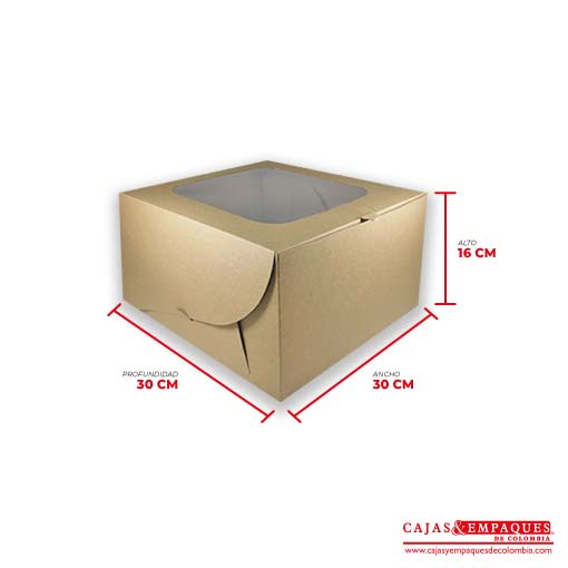 Caja ecológica plegadiza con ventana 30x30x16 cm café Cajas y Empaques de Colombia
