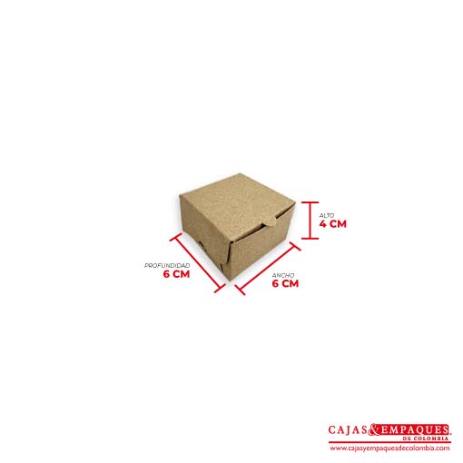 Caja ecológica plegadiza 6x6x4 cm café Cajas y Empaques de Colombia