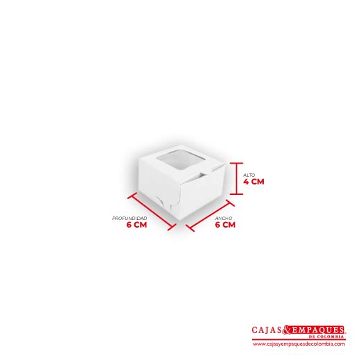 Caja ecológica plegadiza con ventana 6x6x4 cm blanco Cajas y Empaques de Colombia