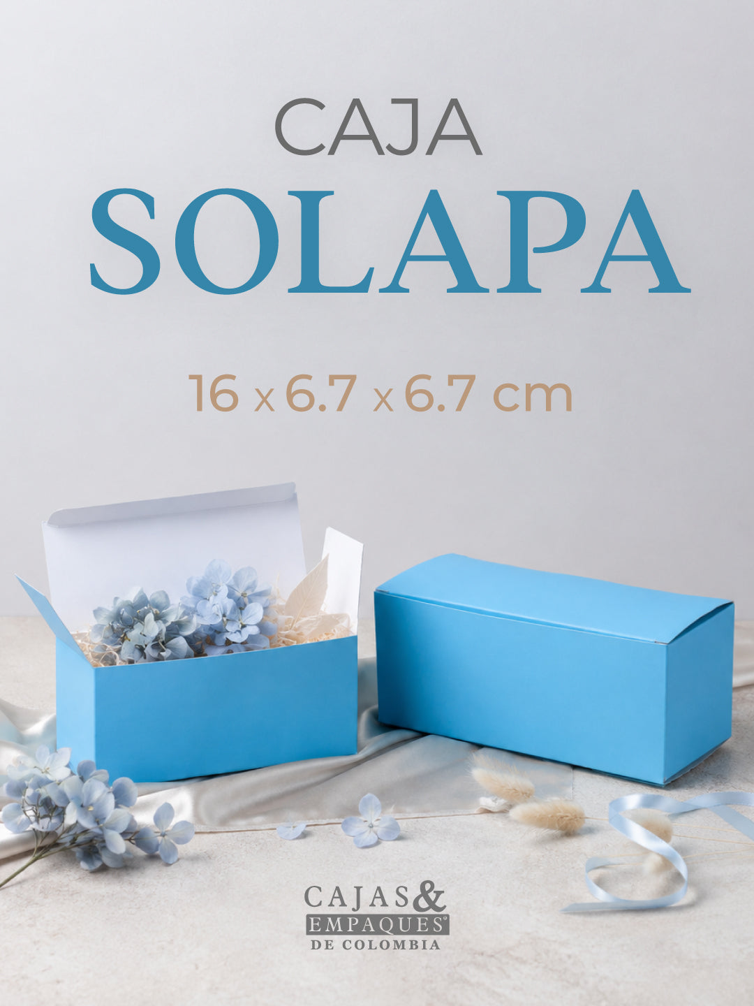Caja ecológica solapa con cierre 16x6.7x6.7 azul