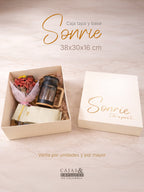 Ecological box with lid and base 38x30x16 cream - Smile