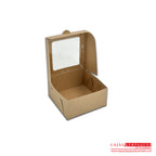 Caja ecológica plegadiza con ventana 10x10x5 cm café Cajas y Empaques de Colombia