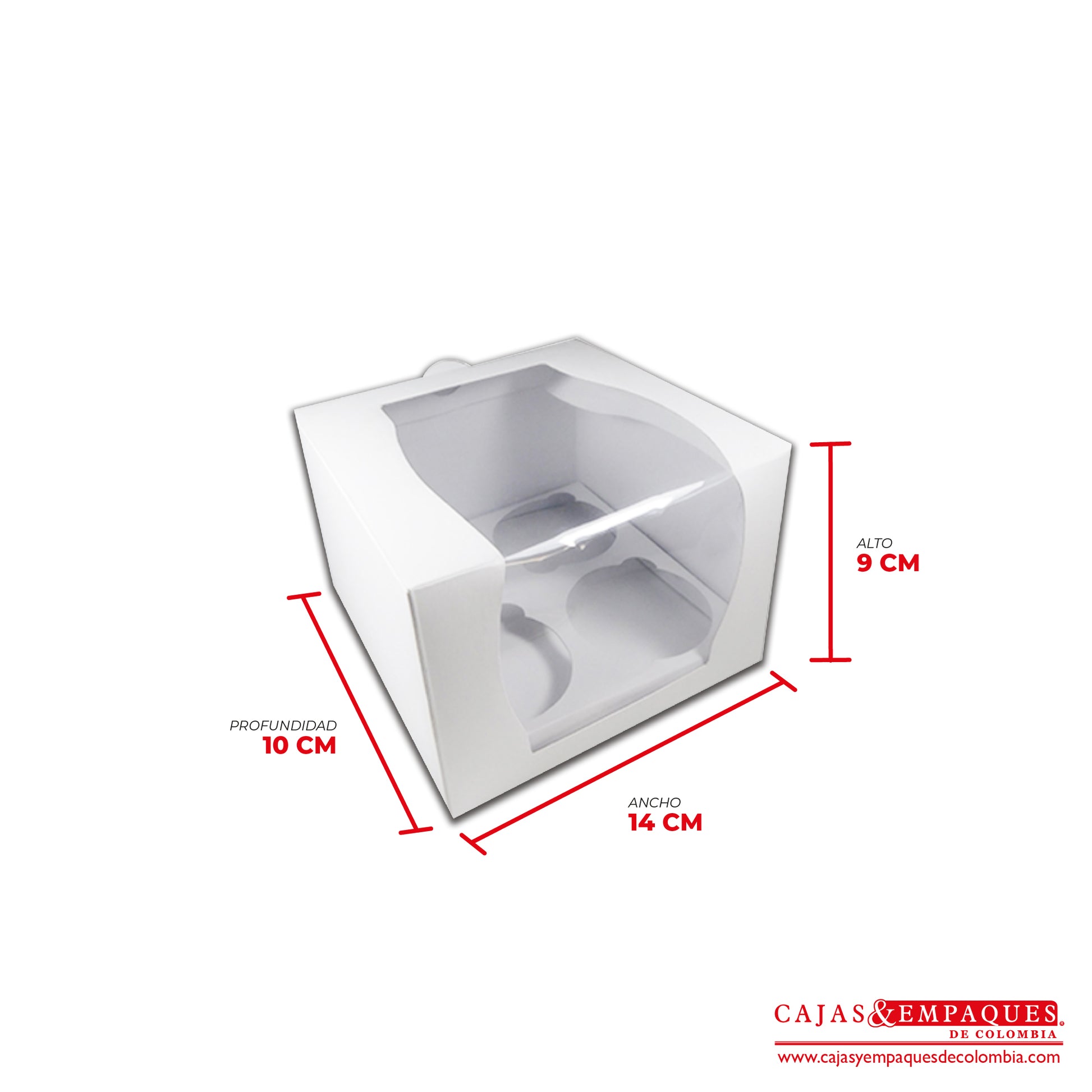 Caja ecológica tipo cupcakes 14x14x10 cm blanco Cajas y Empaques de Colombia