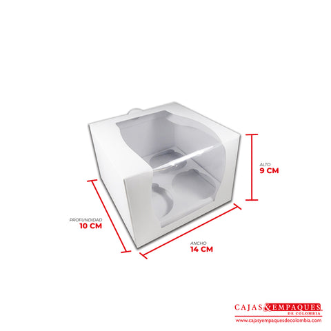 Caja ecológica tipo cupcakes 14x14x10 cm blanco Cajas y Empaques de Colombia